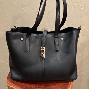 Black Faux Leather Hand Bag